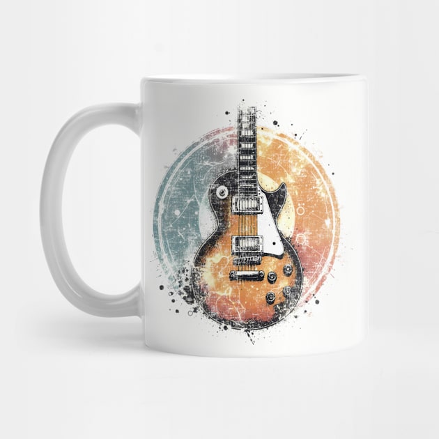 Vintage Guitar Paint Splash Graphic Tee | Vintage Guitar Enthusiast by Mad Monkey Creations